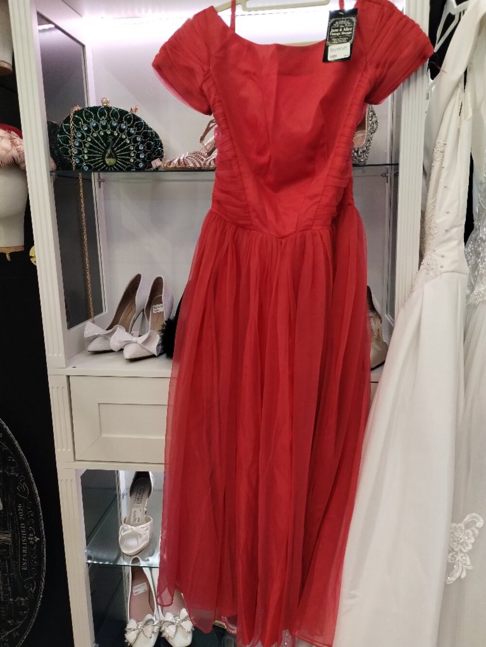 Vintage 1950s Emma Domb Deep Pink Chiffon Party/Cocktail Dress